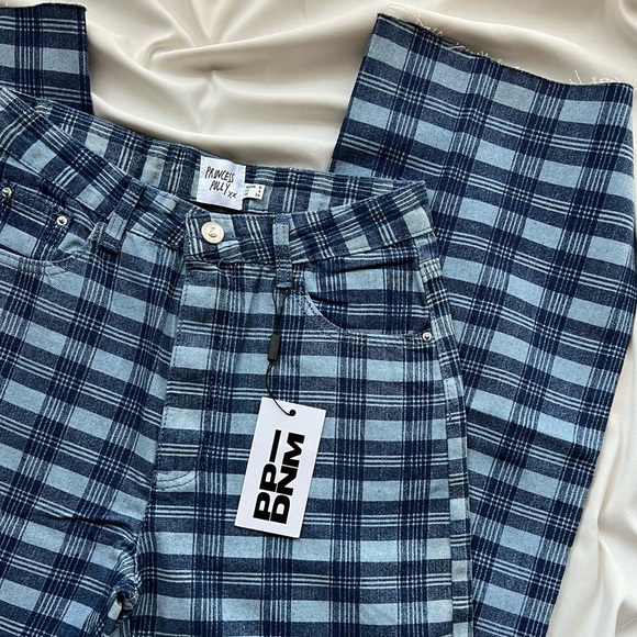 NWT Princess Polly Wide Leg check jeans 👖 - Picture 3 of 7
